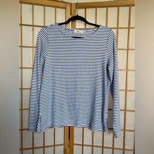 VINEYARD VINES Women's long-sleeve white navy blue striped top